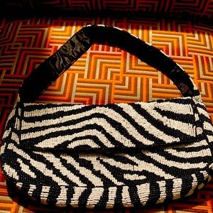 Black and white beaded zebra pattern